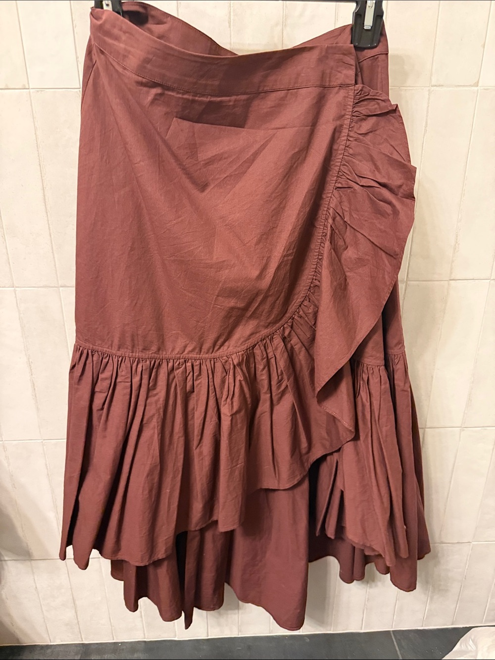 Ulla Johnson Rust Ruffled High-Low Skirt